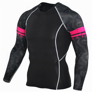 Mens Compression Shawl Long sleeve t shirt Run jogging Quick Dry Base Layer Man gym Fitness Sportswear Tight tee Tops clothing