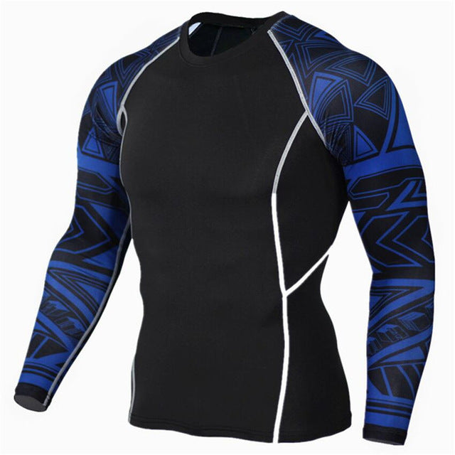 Mens Compression Shawl Long sleeve t shirt Run jogging Quick Dry Base Layer Man gym Fitness Sportswear Tight tee Tops clothing