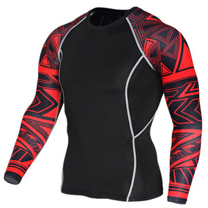 Mens Compression Shawl Long sleeve t shirt Run jogging Quick Dry Base Layer Man gym Fitness Sportswear Tight tee Tops clothing