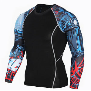 Mens Compression Shawl Long sleeve t shirt Run jogging Quick Dry Base Layer Man gym Fitness Sportswear Tight tee Tops clothing