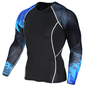 Mens Compression Shawl Long sleeve t shirt Run jogging Quick Dry Base Layer Man gym Fitness Sportswear Tight tee Tops clothing