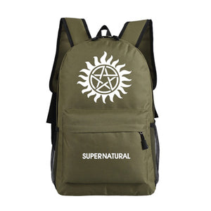 Men Women Unisex Supernatural Evil SPN Rucksack Backpack Bag School Shoulder Travel Book Bag  Gift